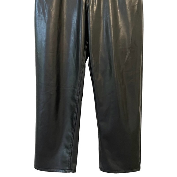Abercrombie & Fitch The Ankle Straight Ultra High Rise Pants Black Faux Leather - Picture 7 of 13